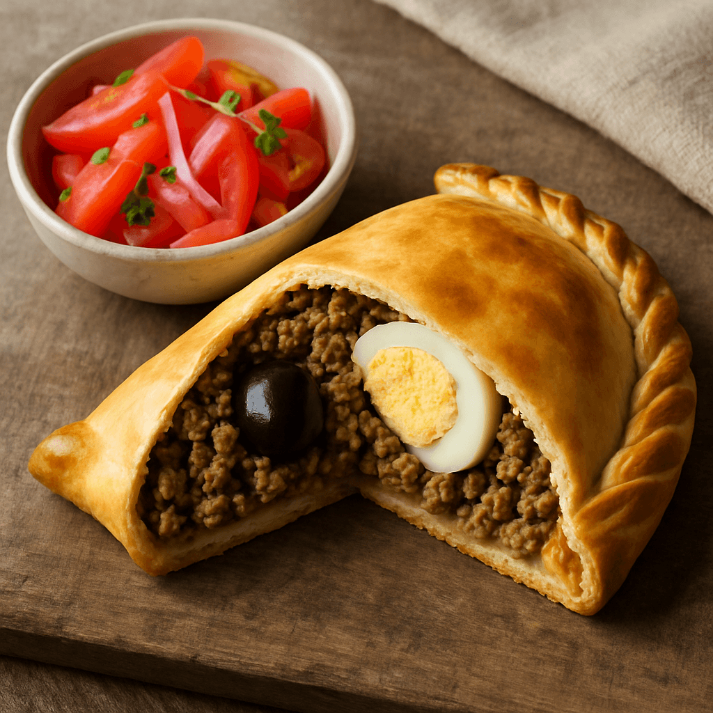 Empanada de pino al horno con ensalada chilena