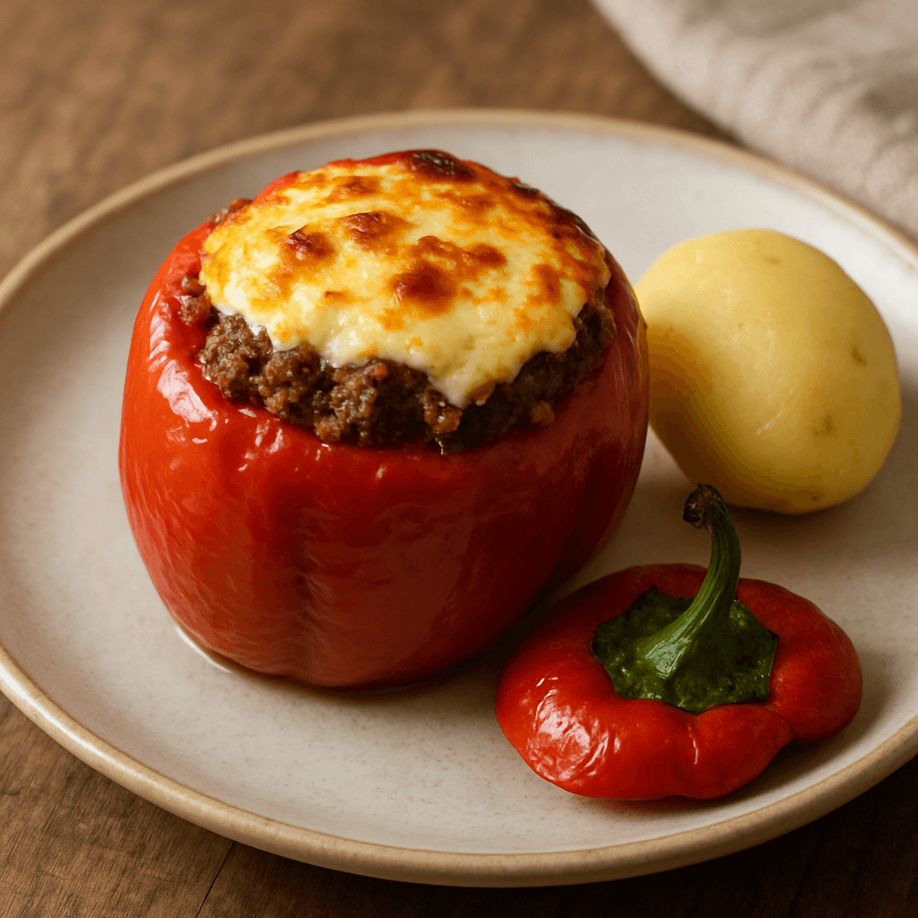Rocoto relleno al horno con papa sancochada
