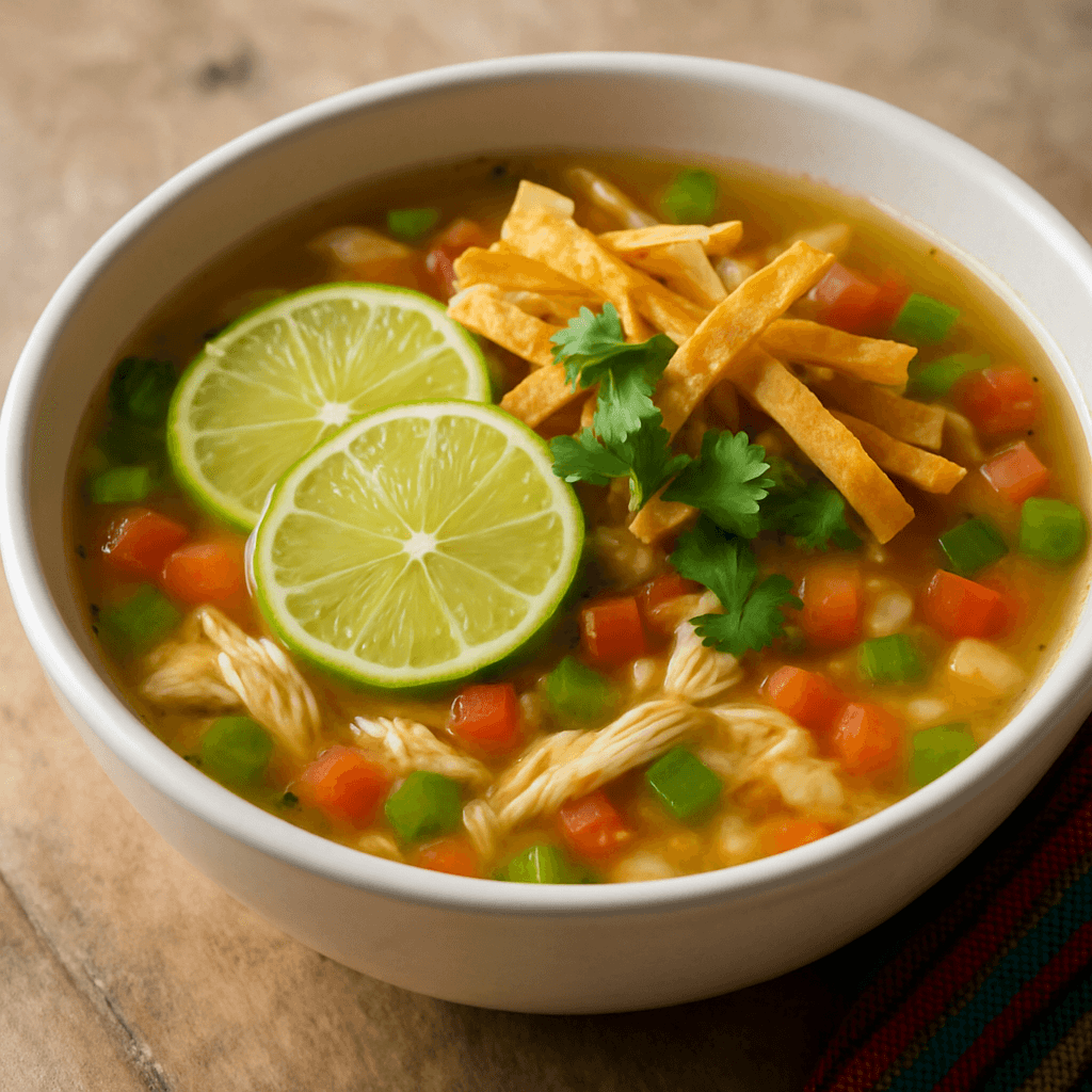 Sopa de lima yucateca con pollo