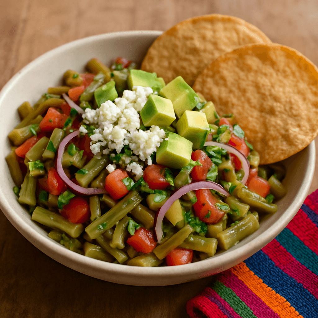 Ensalada de nopales con queso fresco y aguacate