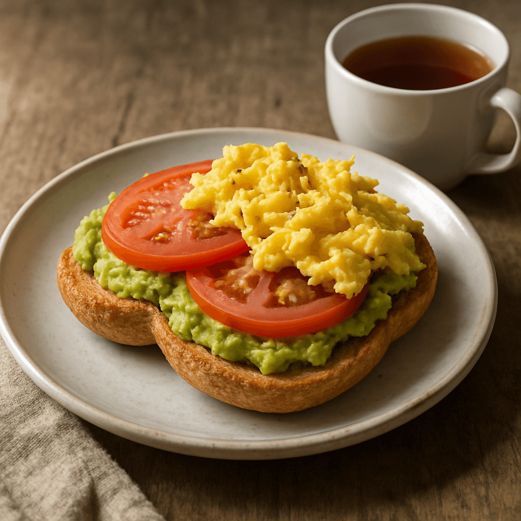 Marraqueta integral con palta y huevo revuelto