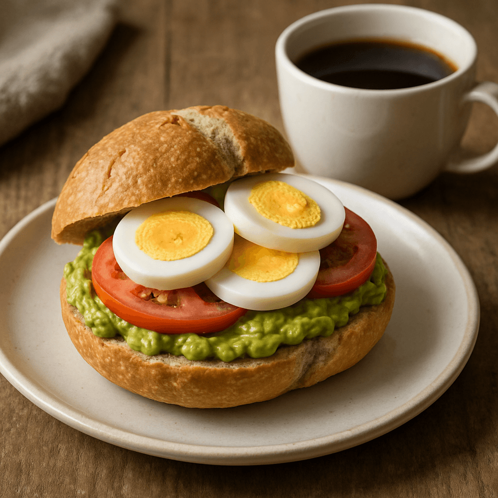Pan con palta y huevo sancochado