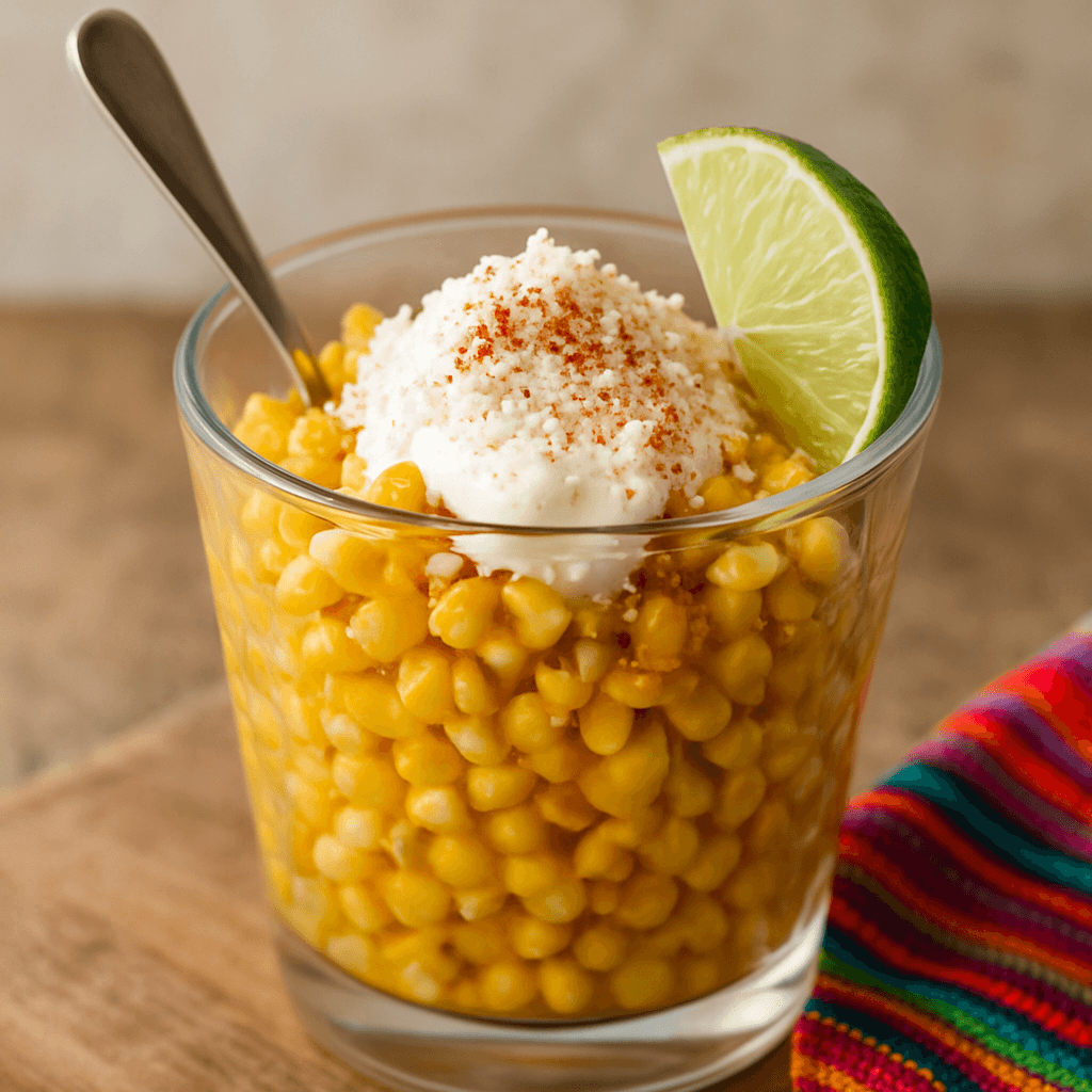 Esquites ligeros con lima, chile y queso cotija